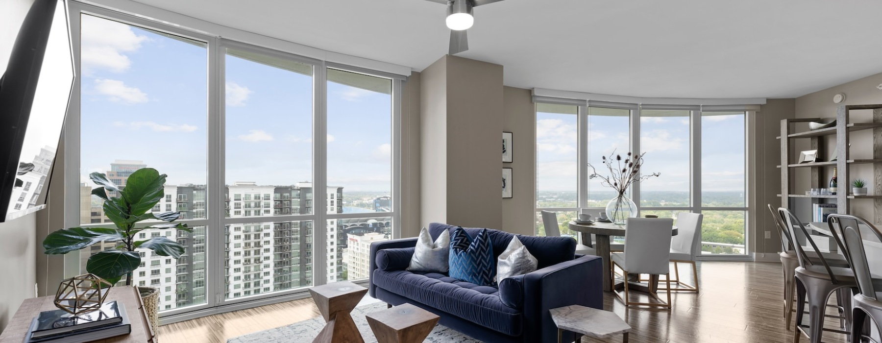 Open space living area with natural lighting