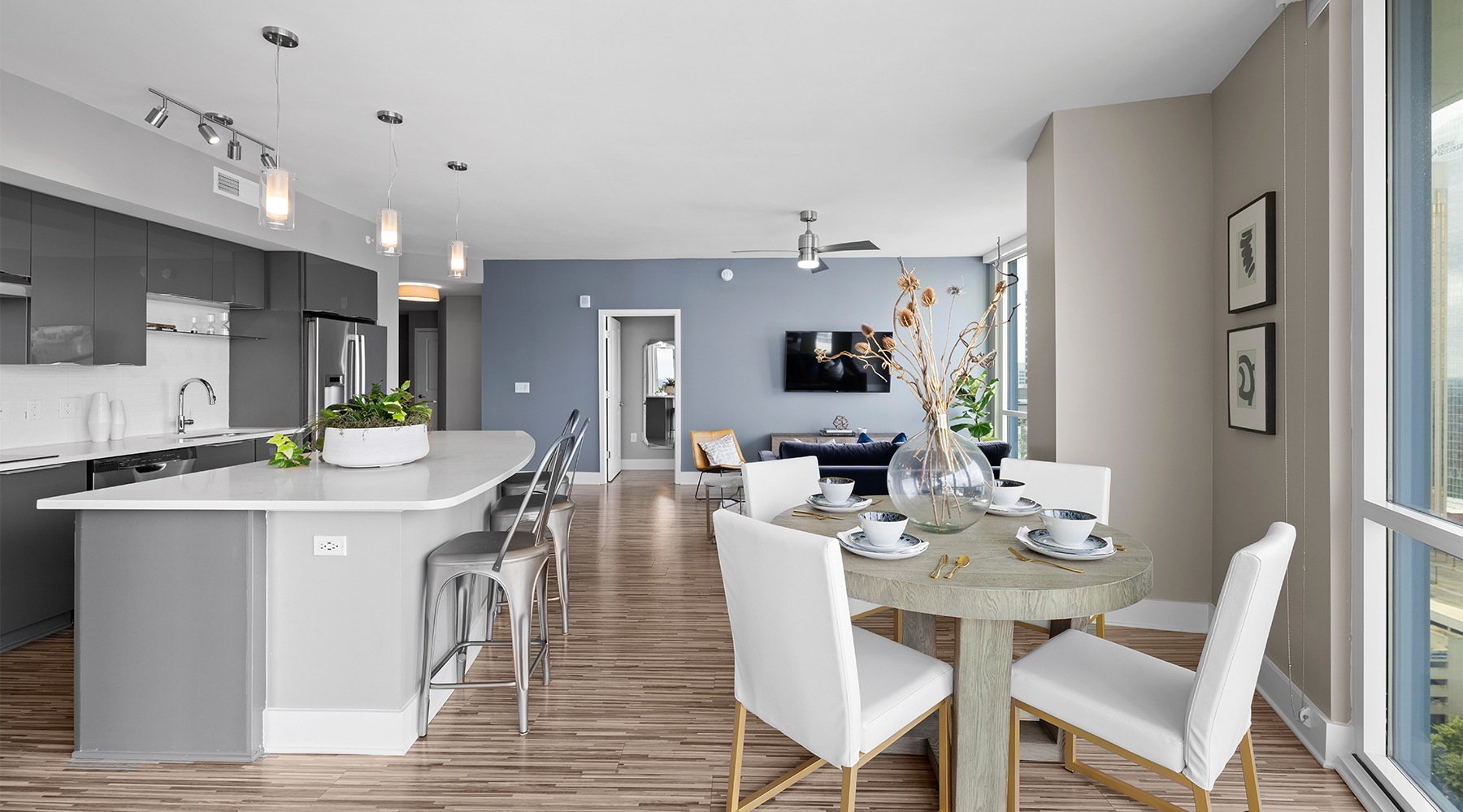 Relax and unwind in well-lit living areas a modern living area with oversized windows